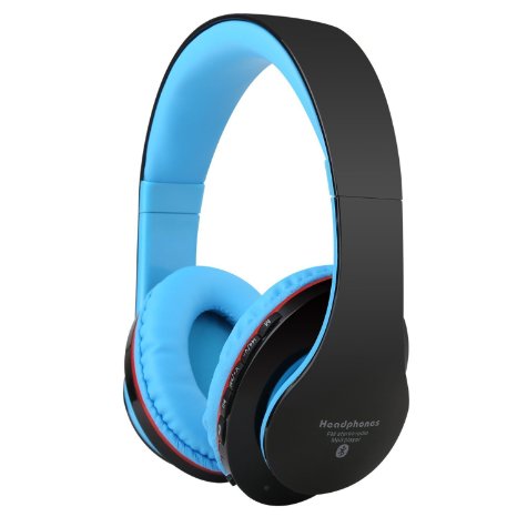 Bluetooth Headphones, Earto Over-Ear Stereo Wireless Headset with Microphones, Noise Canceling, Lightweight Enhanced Bass ,TF Card, FM Radio for iPhone, Android Phone,PC Etc(Blue-Black)