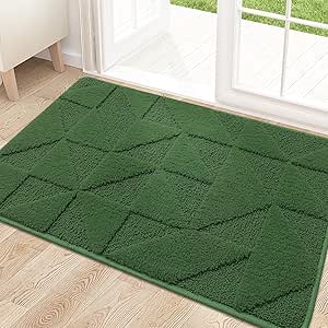 OLANLY Door Mats Indoor, Non-Slip, Absorbent, Dirt Resist, Entrance Washable Mat, Low-Profile Inside Entry Doormat for Entryway (32x20 inches, Green)