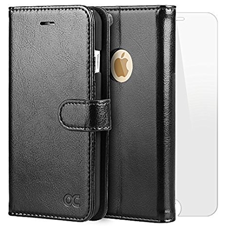 OCASE iPhone 6 Case iPhone 6S Case [Screen Protector Included] Wallet Leather Case For Apple iPhone 6/6S Devices - Black