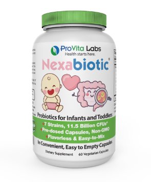 Nexabiotic Probiotic Powder for Infants, Toddlers, and Kids - Flavorless, Pre-dosed, Easy to Mix - 7 Probiotics in 1, 11.5 Billion Organisms