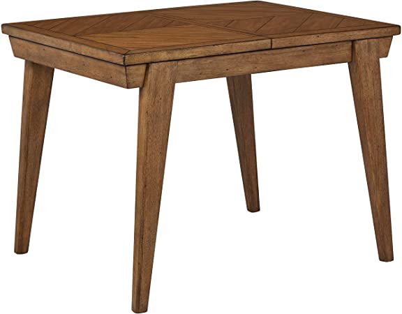 Rivet Ian Modern Wood Small Kitchen Dining Table, Expandable, 39-55"L, Brown