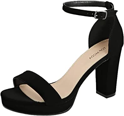 Over the Toe Strap Ankle Strap Platform High Heel Open Toe Dress Sandal, Black, 5