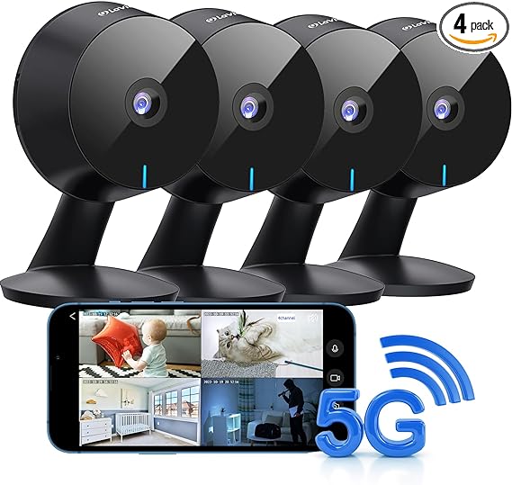 4MP 2K Cameras for Home Security Indoor, 5G& 2.4GHz Home Security Camera for Baby/Elder/Pet/Nanny,Baby Cam Starlight Sensor Color Night Vision,US Cloud Service,Works with Alexa iOS & Android