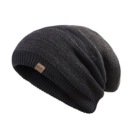Slouchy Long Oversized Beanie Hat for Women and Men, Variy Styles and Colors Fleece Lined Winter Warm Knit Cap by REDESS