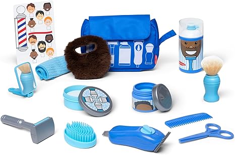 Melissa & Doug Barber Shop Pretend Play Set Shaving Toy for Boys and Girls Ages 3  - Wearable Beard and Shave Accessories for Role Play