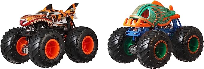 Hot Wheels Monster Trucks 1:64 Scale 2-Packs, 2 Toy Trucks with Giant Wheels, Gift for Kids Ages 3 Years Old & Up​