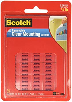 Scotch(R) Removable Wall Mounting Tabs, 11/16in. x 11/16in, Clear, Box of 35