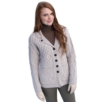 100% Irish Merino Wool Revere Button Collar Sweater