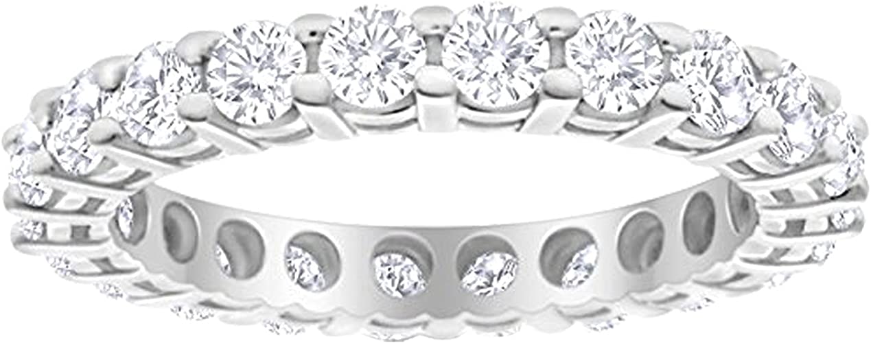 2 Carat (ctw) 14K White Gold Round Diamond Ladies Eternity Wedding Anniversary Stackable Ring Band Ultra Premium Collection