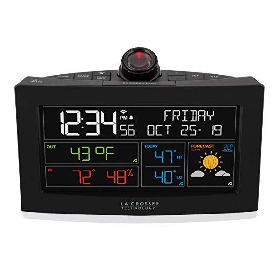 La Crosse Technology C82929-INT WiFi Projection Weather Alarm Clock Black