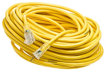 Yellow Jacket 2885 12/3 Heavy-Duty 15-Amp SJTW Contractor Extension Cord with Lighted Ends, 100-Feet