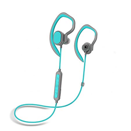 Mucro Wireless Sports Headphones Bluetooth Earphones w/Mic HD Stereo Earhook Sweatproof in Ear Earbuds for Gym Running Workout Noise Cancelling Headsets (Blue)