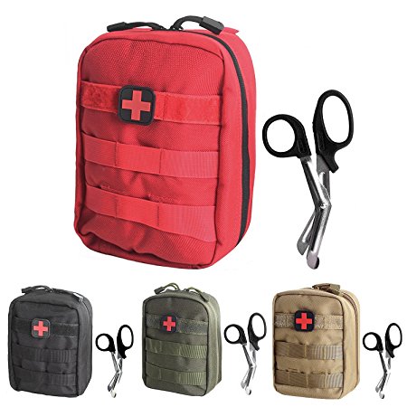 Tactical MOLLE EMT Pouch Medical Utility Bag 1000D Nylon with First Aid Patch and Shear