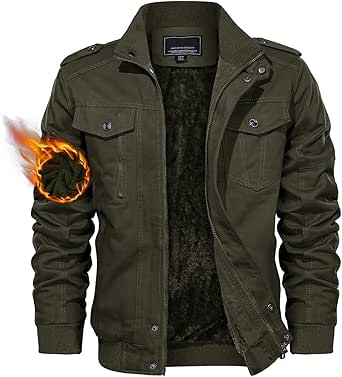 TACVASEN Men's Winter Jacket-Fleece Cotton Military Coat Thicken Casual Cargo Bomber Jacket