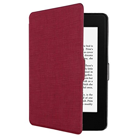 YKS SmartShell Case for Kindle Paperwhite - The Thinnest and Lightest Leather Cover Auto Sleep / Wake for All-New Amazon Kindle Paperwhite (Fits All 2012, 2013, 2015 and 2016 Versions),Red