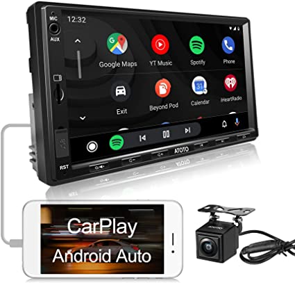 ATOTO F7 CarPlay & Android Auto in-Dash Car Navigation Stereo, Double-DIN 7in IPS Touchscreen, Mirrorlink, Phone Charge, Bluetooth, HD Live Rearview Input with Backup Camera, Max 2TB SSD & 512G SD