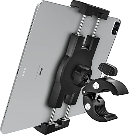 woleyi Spinning Bike Tablet Mount Holder, Indoor Stationary Exercise Bikes Tablet Clamp, Gym Treadmill Elliptical Tablet Stand for iPad Pro 9.7, 11, 12.9 / Air / Mini, All 4-13" Smartphone and Tablets