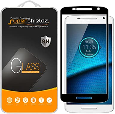 (2 Pack) Supershieldz Designed for Motorola (Droid Maxx 2) and Moto X Play Tempered Glass Screen Protector, (Full Screen Coverage) Anti Scratch, Bubble Free (Black)