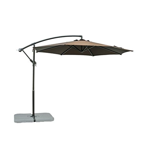 FLAME&SHADE 10 Feet Offset Cantilever Umbrella Outdoor Hanging Patio Umbrella, Coffee Brown
