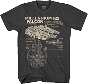 STAR WARS Men's Millennium Falcon Detailed Drawing T-Shirt