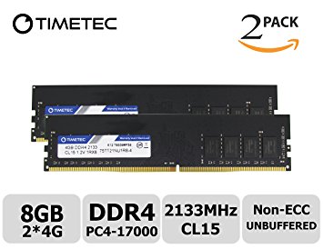 Timetec Hynix IC 8GB Kit (2x4GB) DDR4 2133MHz PC4-17000 Non ECC Unbuffered 1.2V CL15 1R8 Single Rank 288 Pin UDIMM Desktop PC Computer Memory Ram Module Upgrade (8GB KIT (2x4GB))