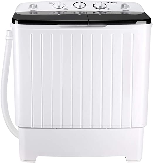 Portable Washing Machine, TACKLIFE 17.6 lbs Mini Compact Twin Tub Washing Machine, Wash (11lbs) and Spin Combo(6.6 lbs), Timer Control with Soaking Function, For Apartment, Dorm, RV, Camping - DSBP171