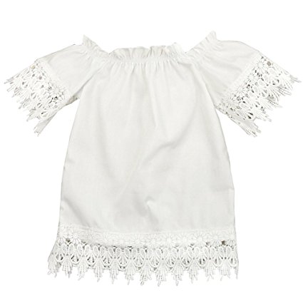 GRNSHTS Baby Girls White Off Shoulder Lace Dress
