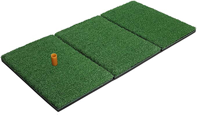 Milliard Golf 3-in-1 Turf Grass Mat Foldable Includes Tight Lie, Rough and Fairway for Driving, Chipping, and Putting Golf Practice and Training - 25x16 and 24x12 in.