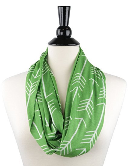 Pop Fashion Womens Arrow Pattern Infinity Scarf Wrap Scarf with White Zipper Pocket, Infinity Scarves, Travel Scarf, Best Deals Last Minute Gift Ideas for Women, Girls, Ladies - MSRP $44.99