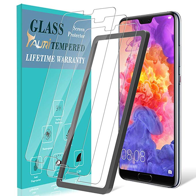 TAURI [3 Pack] Screen Protector for Huawei P20 Pro Tempered Glass [Alignment Frame Easy Installation] [2.5D Round Edge] [9H Hardness] [Bubble Free] Protective Film