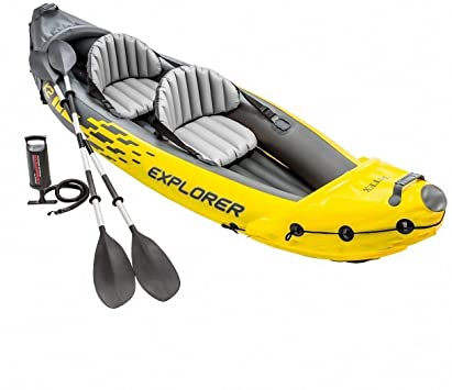 Intex Explorer K2 Yellow 2 Person Inflatable Kayak with Aluminum Oars & Air Pump