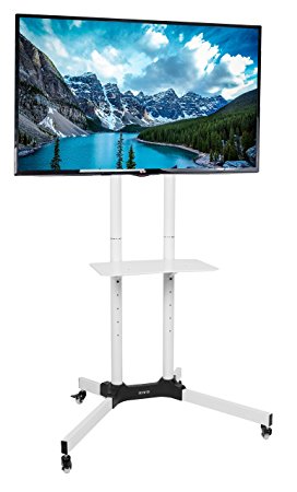 VIVO White Mobile TV Cart for LCD LED Plasma Flat Panels Stand with Wheels | fits 32" to 65" (STAND-TV03W)