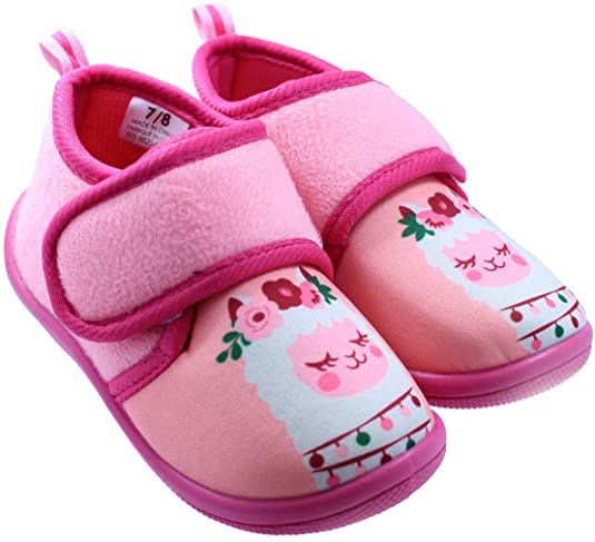 Black and White Toddler Girl's Llama Daycare Slippers