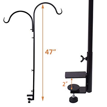 Vencer Vertical Deck Hook,47 Inch Tall 7/10 in Thick Rust Resistant Premium Double Metal Hook for Bird Feeders, Birdhouses, Planters, Suet Baskets, Lanterns, Wind Chimes, Potted Plants,VHH-004
