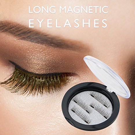 Longer False MAGNETIC Eyelashes by Essy -Cover the entire eyelids ,Cruelty Free, Dual Magnets, No Glue, Magic 3D Fake Lashes Extension - Ultra Soft & Natural Look & Handmade 4 PCS (Brown)