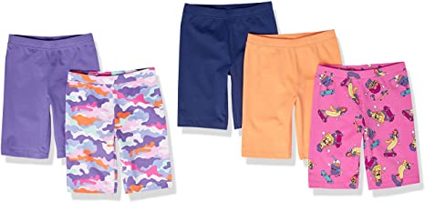 Spotted Zebra Girls and Toddlers' Midi Bike Shorts, Pack of 5