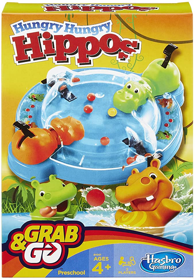 Elefun & Friends Hungry Hungry Hippos Grab & Go Game (Includes 2 Chomping Hippos)