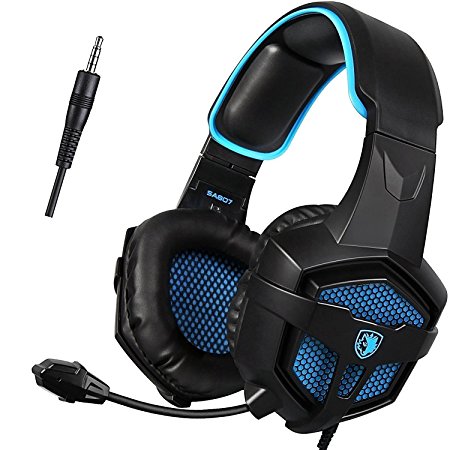 SADES SA807 3.5mm Wired Multi-Platform Stero Sound Gaming Headset Over Ear Gaming Headphones with Mic Volume control for New Xbox one/PS4/PC/Laptop/Mac/iPad/iPod (Black&Blue)