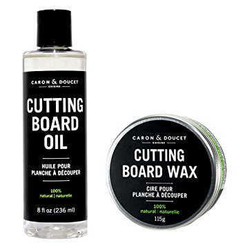 Caron & Doucet - Cutting Board & Butcher Block Bundle: 2 items - 1 Cutting Board & Butcher Block Oil, 1 Cutting Board & Butcher Block Wax. 100% Plant Based