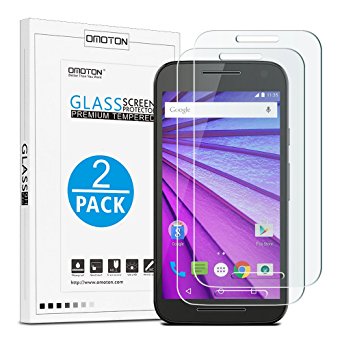 Moto G 3rd generation Screen Protector, OMOTON® [0.2mm] Tempered-Glass Screen Protector with [9H Hardness] [Premium Clarity] [Scratch-Resistant] [No-Bubble Installation], Lifetime Warranty