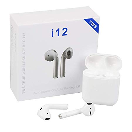 V S  i12 TWS Wireless Earphone with Portable Charging Case Supporting All Smart Phones and Android Phones with Sensor with Great Performance