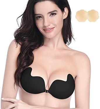 Niidor Sticky Bra Self Adhesive Bra Strapless Backless Reusable Invisible Push up Silicone Bra for Women