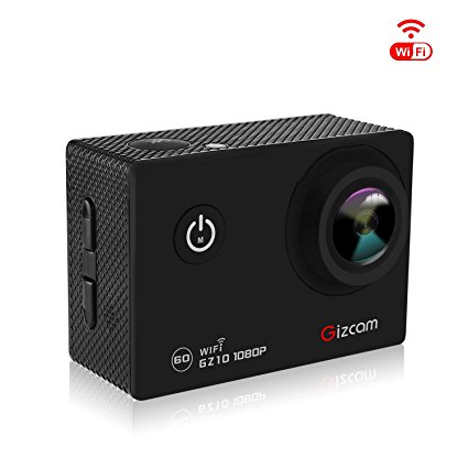 Gizcam GZ10 Action Camera 1080P 60FPS / 30FPS 12MP WiFi Waterproof Sports Camera 170° Wide Angle Lens 2.0" HD Screen with 2 Batteries and Accessories Kits