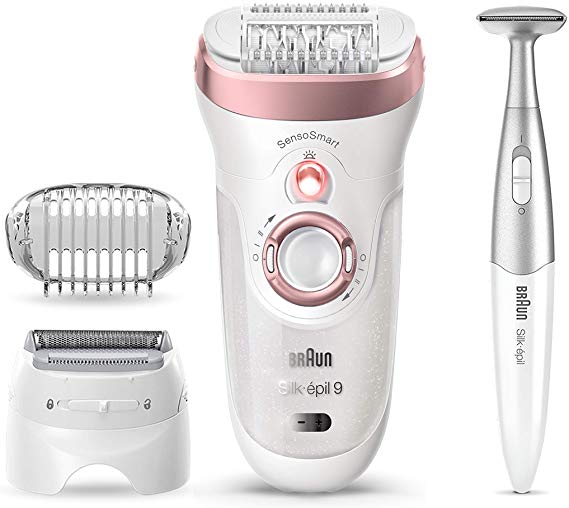 Braun Epilator for Women, Hair Removal for Women, Silk-épil 9-890 SensoSmart Electric Shaver and Bikini Trimmer, Women's Epilator