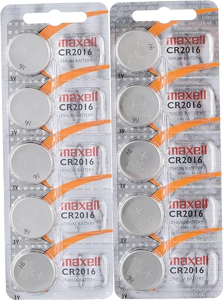 Maxell CR2016 Batteries Lithium Button Cell 3 V Battery in 2 x 5 Pack Button Cell Batteries