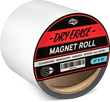 Sutter Signs Dry Erase Magnet Roll 3-inch Wide by 10-feet Long | Reusable, Customizable Labels and Signage for Office, Shop, and School