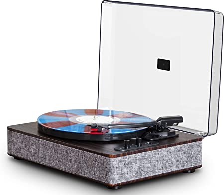 ION Audio Luxe LP – Bluetooth Vinyl Record Player with Speakers, USB Conversion, Full Size Platter, Auto-Stop, Headphone Out, 3 Speeds