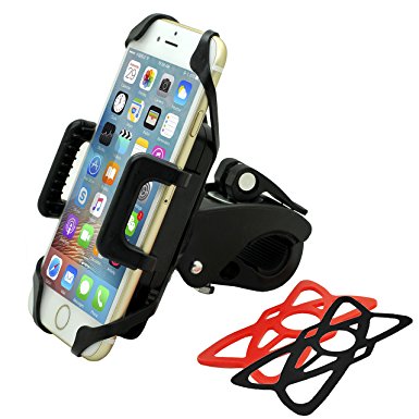 Bike Phone Mount, H-Raytech Cell Phone Bicycle Motorcycle Baby Stroller Mount Holder with 2 pcs Rubber Straps for iPhone 7 7 plus 6 6( ) 6S 6S plus 5S 5C, Samsung S7 S6 S5(Type B)
