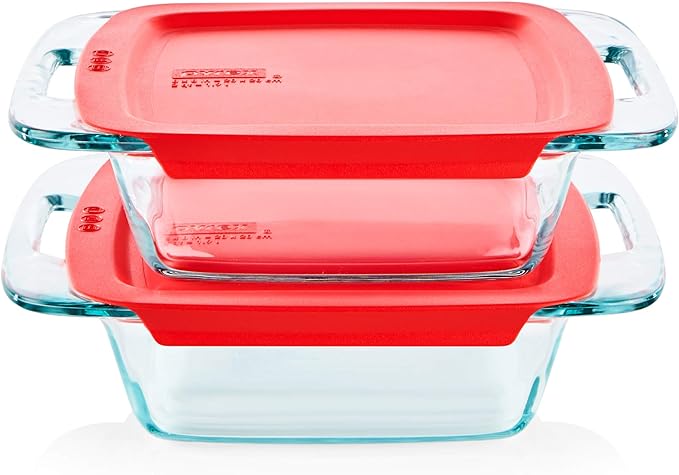 Pyrex Easy Grab Baking Dish with lid Food Storage, 8" x 8"