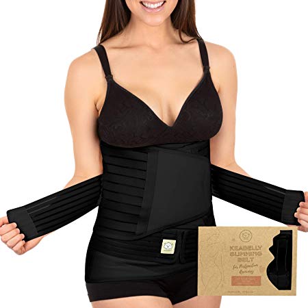 3 in 1 Postpartum Belly Support Recovery Wrap - Belly Band for Postnatal, Pregnancy, Maternity - Girdles for Women Body Shaper - Tummy Bandit Waist Shapewear Belt (Midnight Black, One Size)